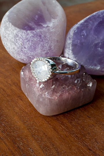 raw diamond sterling silver ring